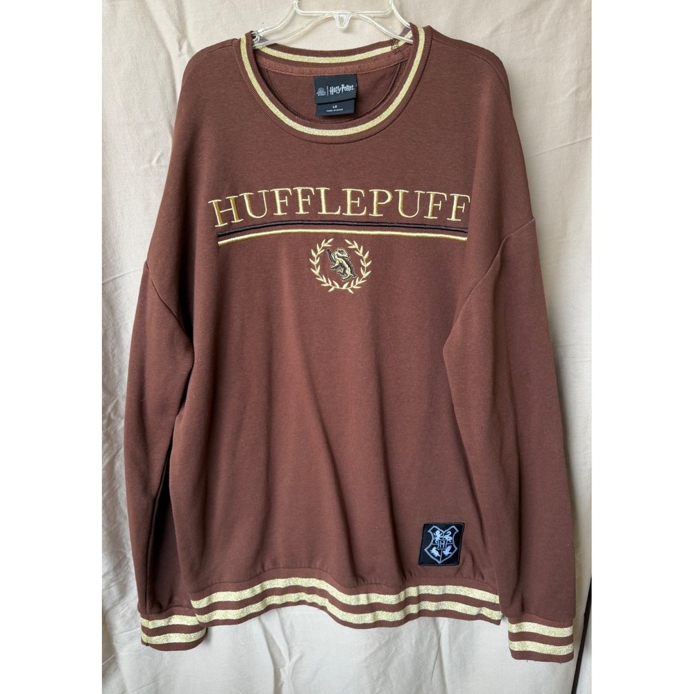 Harry Potter Hufflepuff Sweatshirt Brown Dark Acadamia Geek Fandom Movie Large